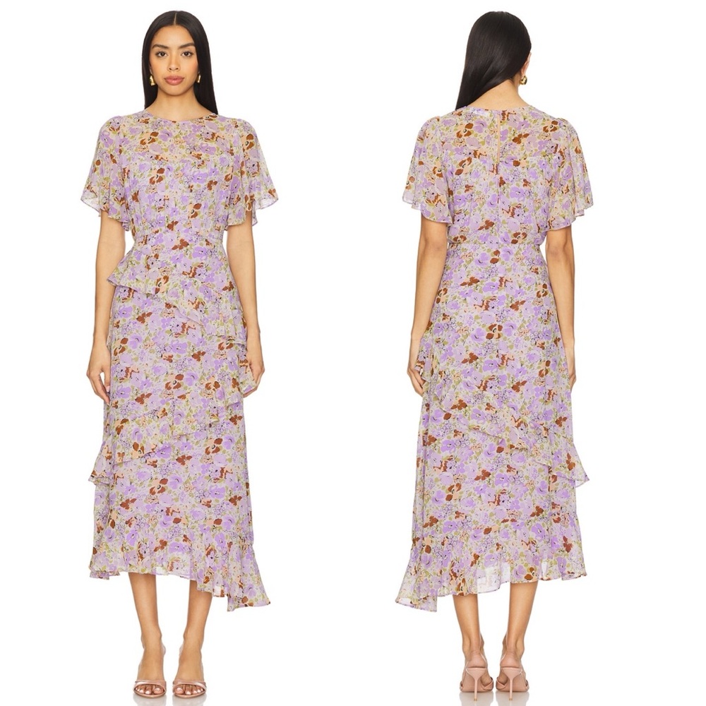 Astr Floral Maxi Dress - Lavender and White